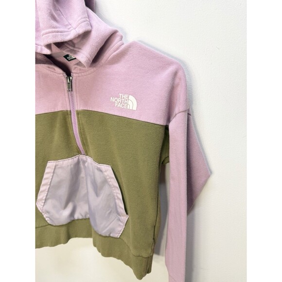 THE NORTH FACE Kid's Girl's 1/2 Zip Fleece Hoodie Sweater Cotton Blend Pink M - Picture 2 of 11